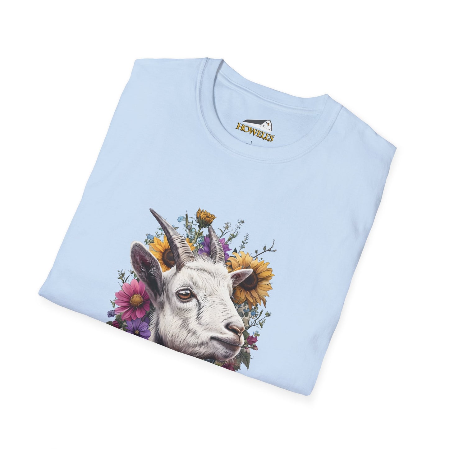 Floral Goat T-Shirt | Unisex Softstyle Tee, Animal Lover Gift, Nature Shirt, Country Aesthetic, Summer Fashion
