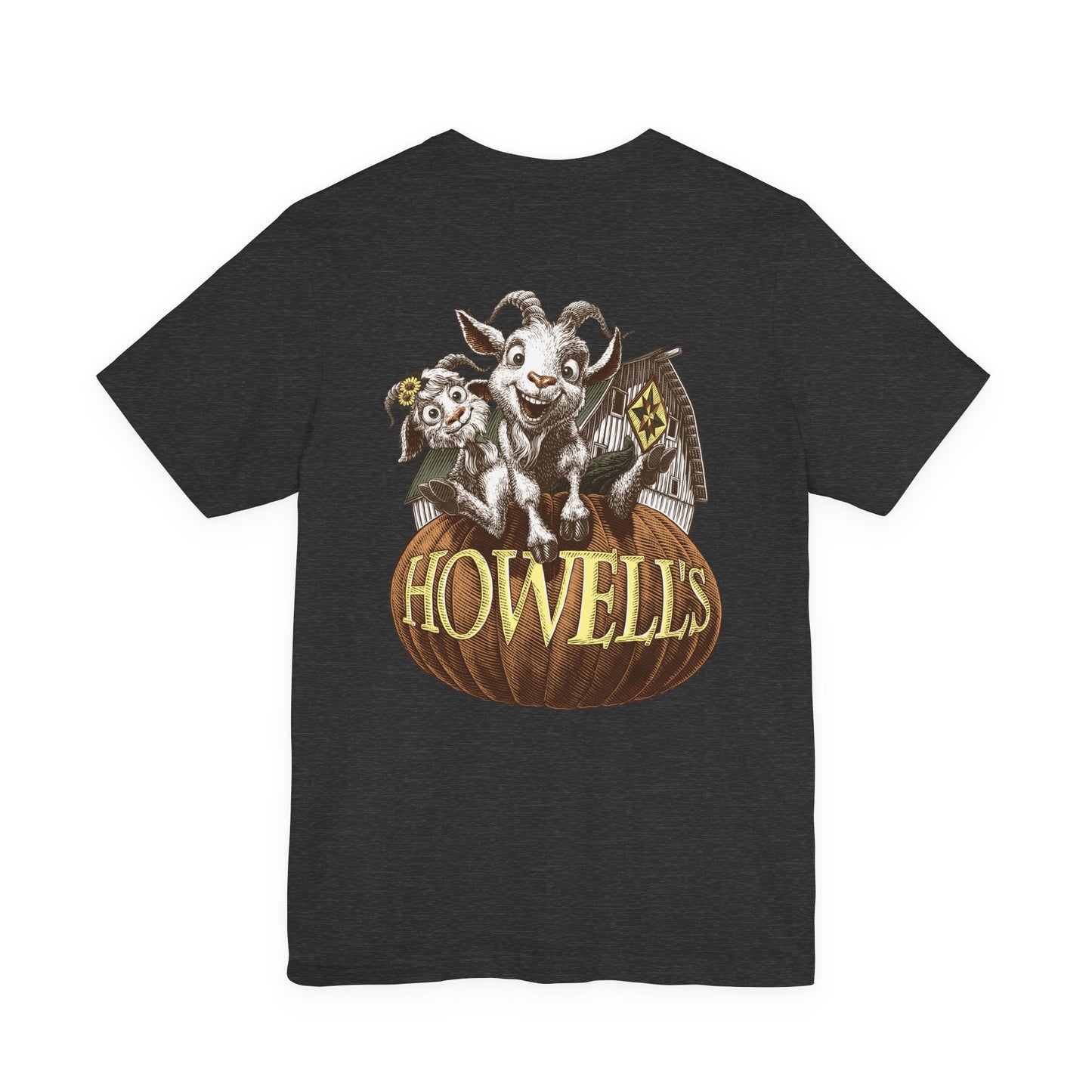 Howell's Goats Adult Unisex Tee, Bella Canva Logo on the Front Goats on the Back