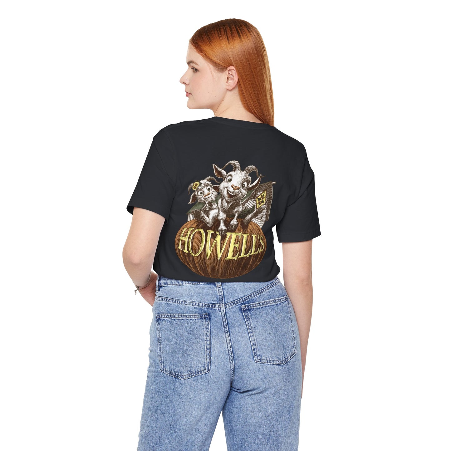 Howell's Goats Adult Unisex Tee, Bella Canva Logo on the Front Goats on the Back