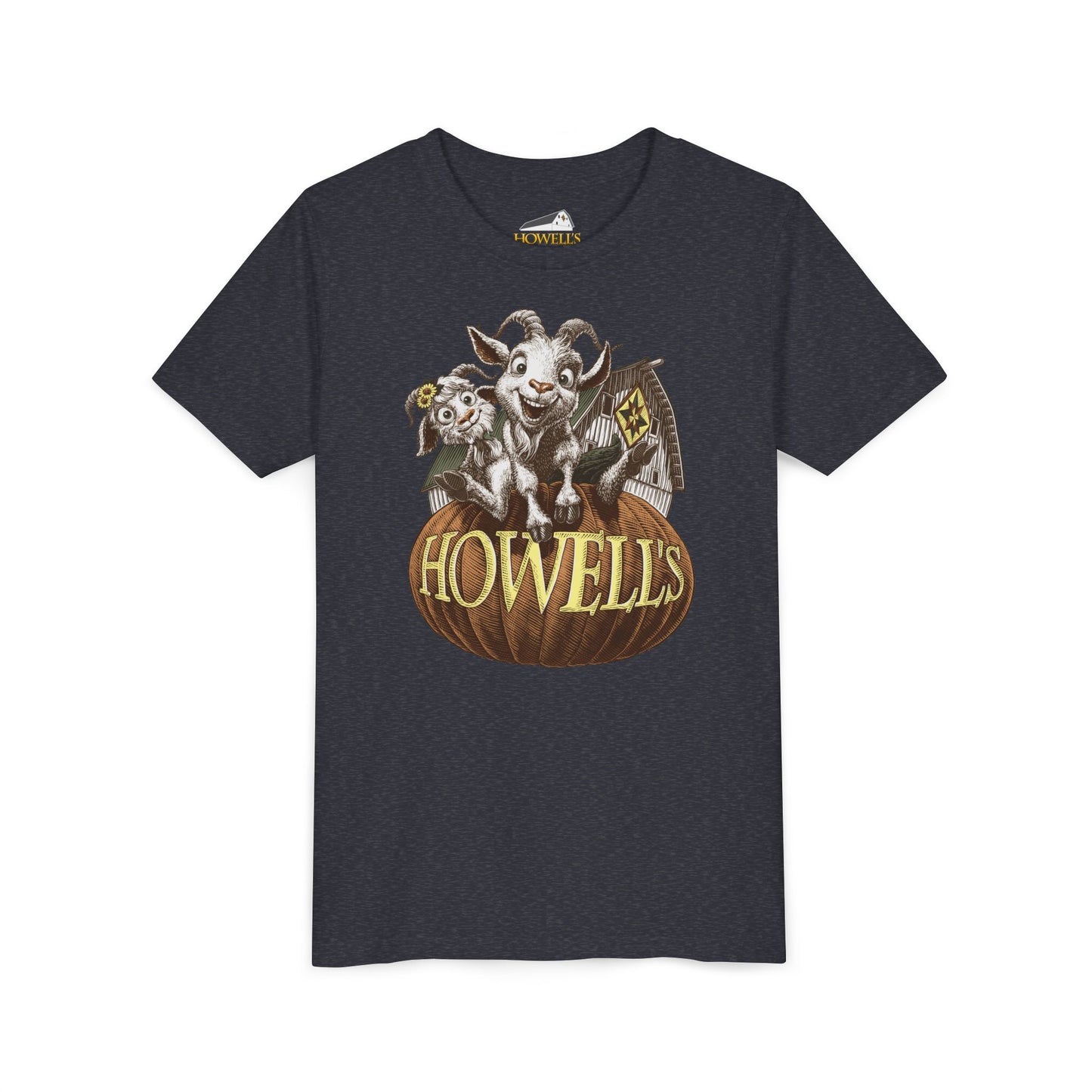 Youth Short Sleeve Tee with Howell's Pumpkin Design, Bella Canva Brand