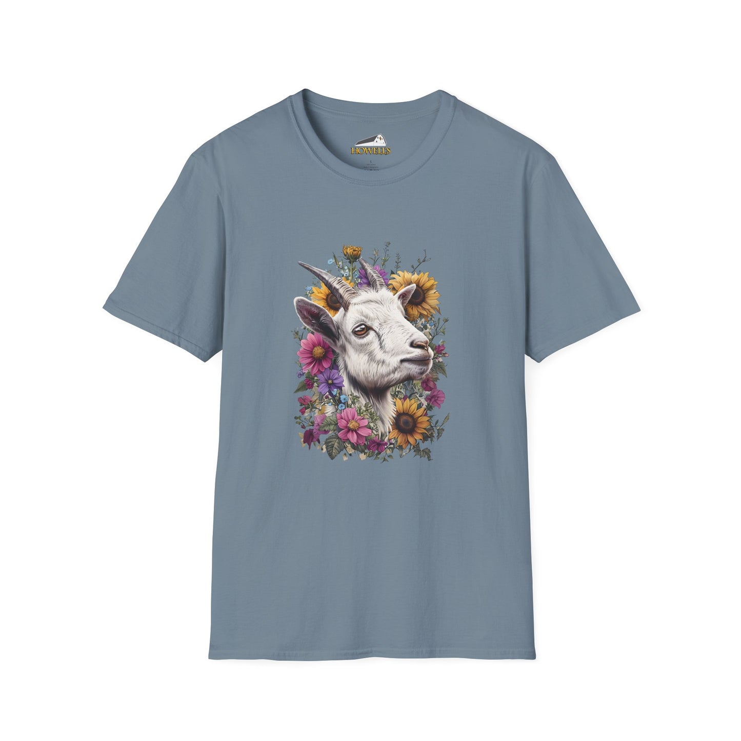 Floral Goat T-Shirt | Unisex Softstyle Tee, Animal Lover Gift, Nature Shirt, Country Aesthetic, Summer Fashion