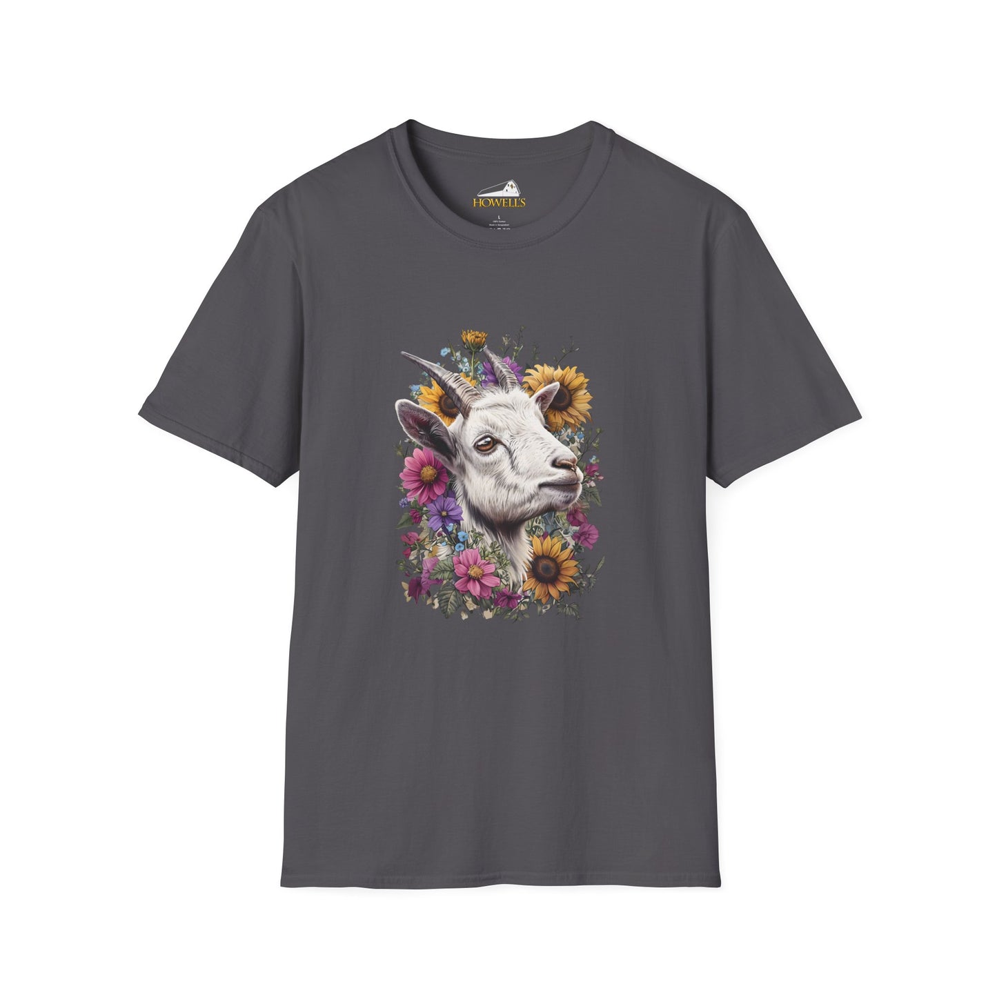 Floral Goat T-Shirt | Unisex Softstyle Tee, Animal Lover Gift, Nature Shirt, Country Aesthetic, Summer Fashion