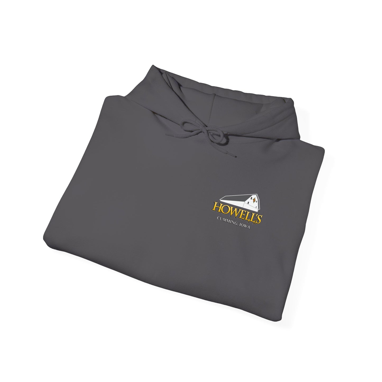 Adult Unisex Hoodie, Gildan Brand Howells Logo on front, Goats on Back