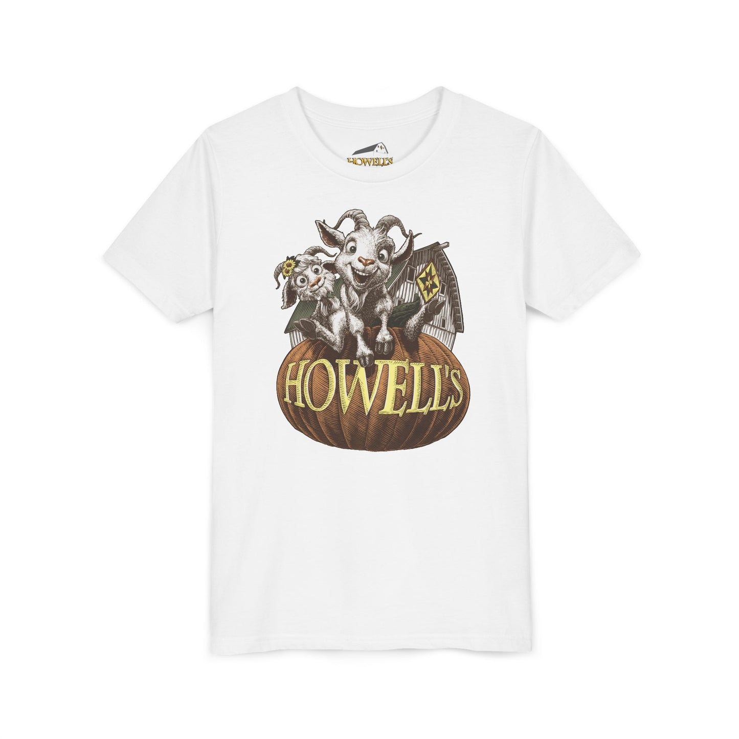 Youth Short Sleeve Tee with Howell's Pumpkin Design, Bella Canva Brand