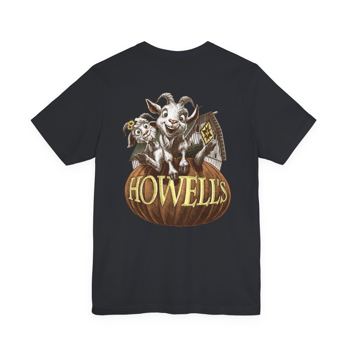 Howell's Goats Adult Unisex Tee, Bella Canva Logo on the Front Goats on the Back