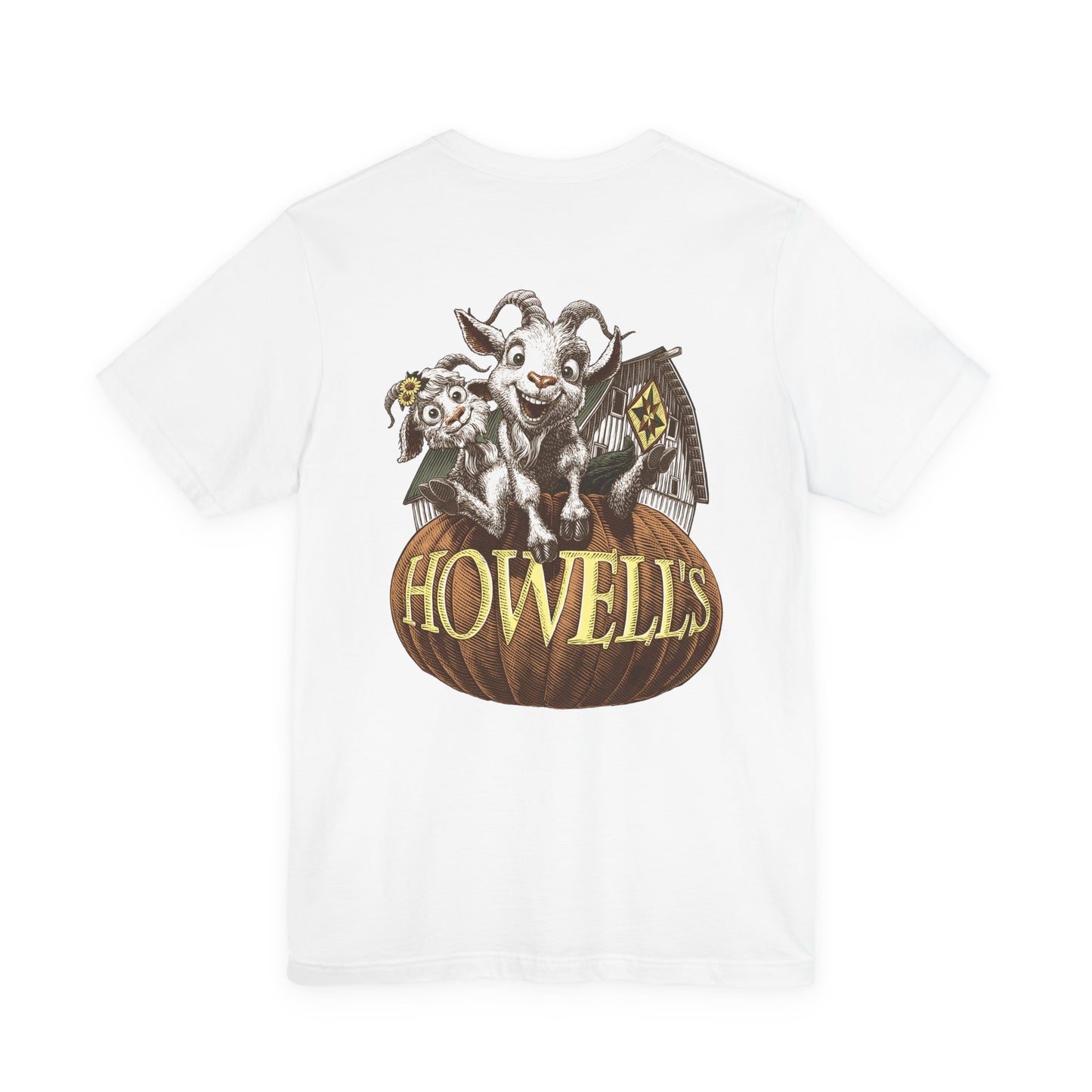 Howell's Goats Adult Unisex Tee, Bella Canva Logo on the Front Goats on the Back