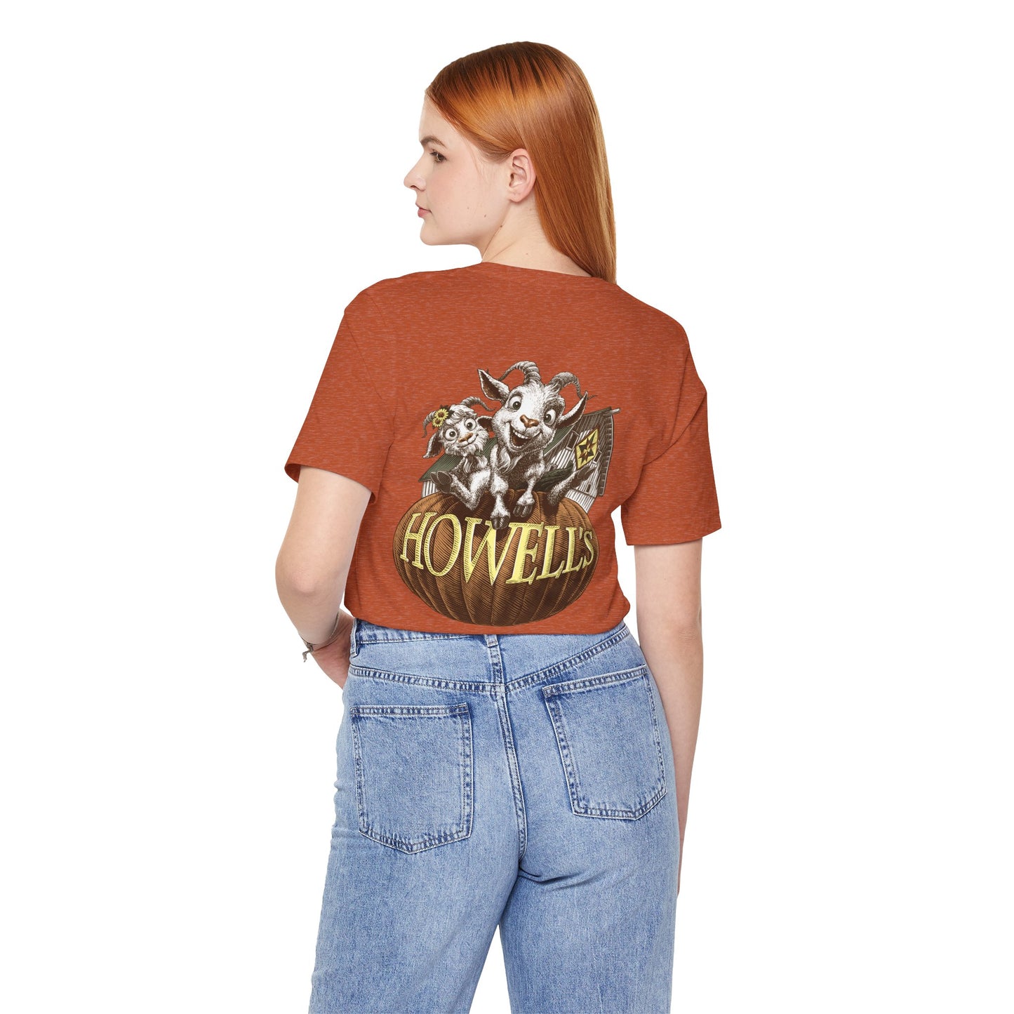Howell's Goats Adult Unisex Tee, Bella Canva Logo on the Front Goats on the Back