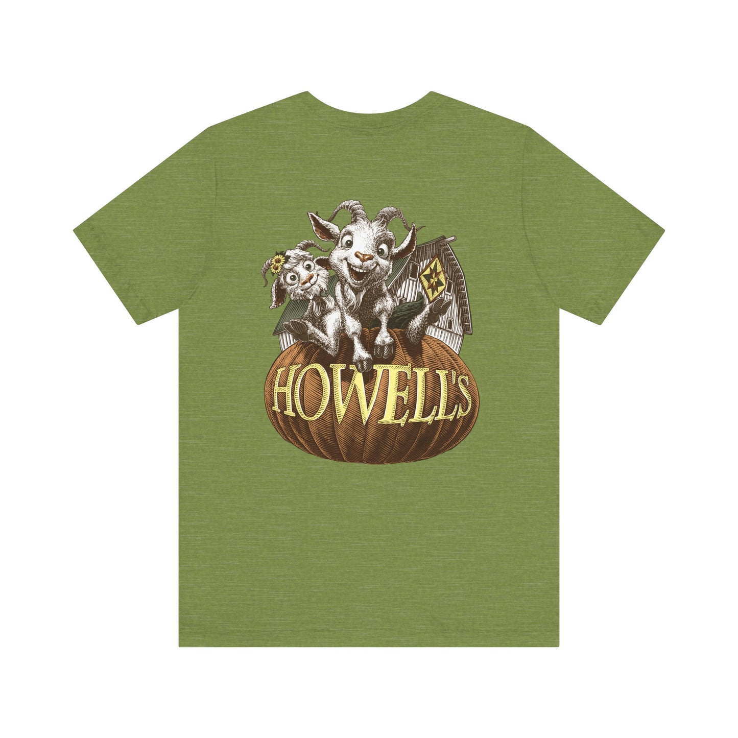 Howell's Goats Adult Unisex Tee, Bella Canva Logo on the Front Goats on the Back