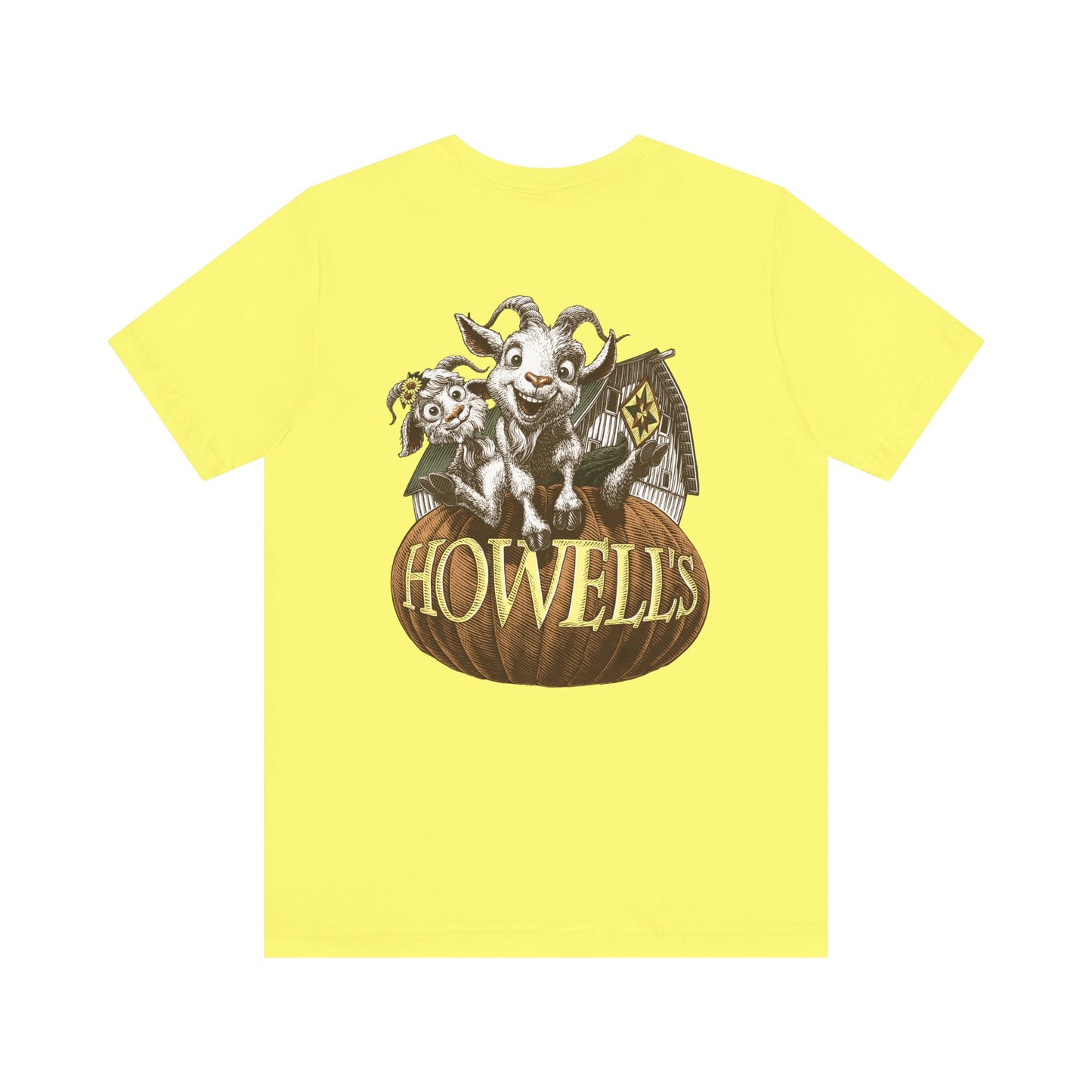 Howell's Goats Adult Unisex Tee, Bella Canva Logo on the Front Goats on the Back