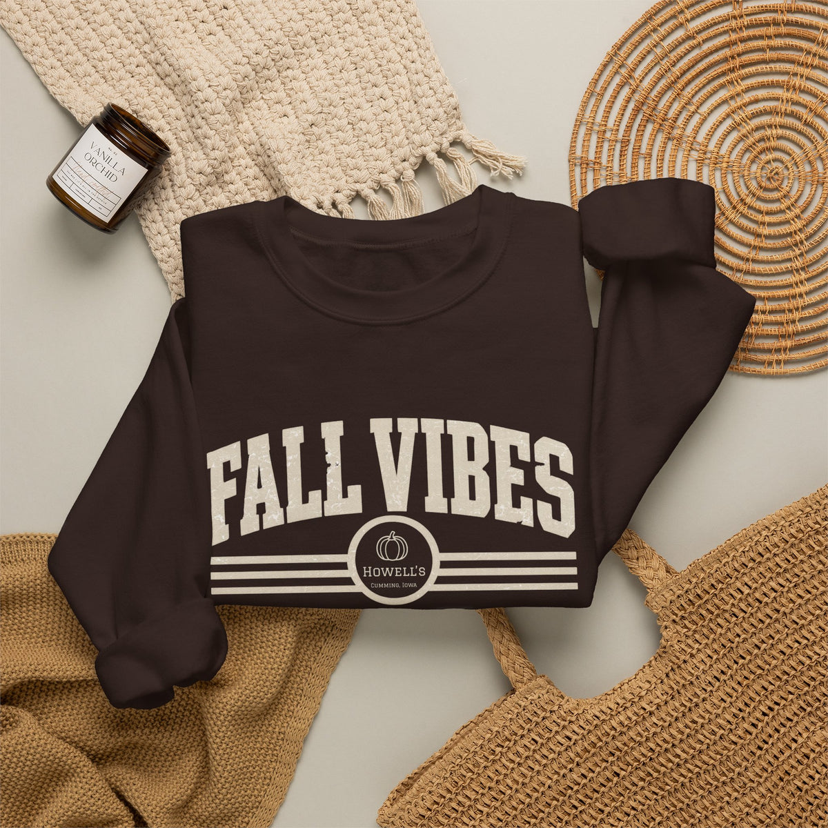 Fall Vibes Crewneck Sweatshirt — Cozy Autumn Graphic Pullover