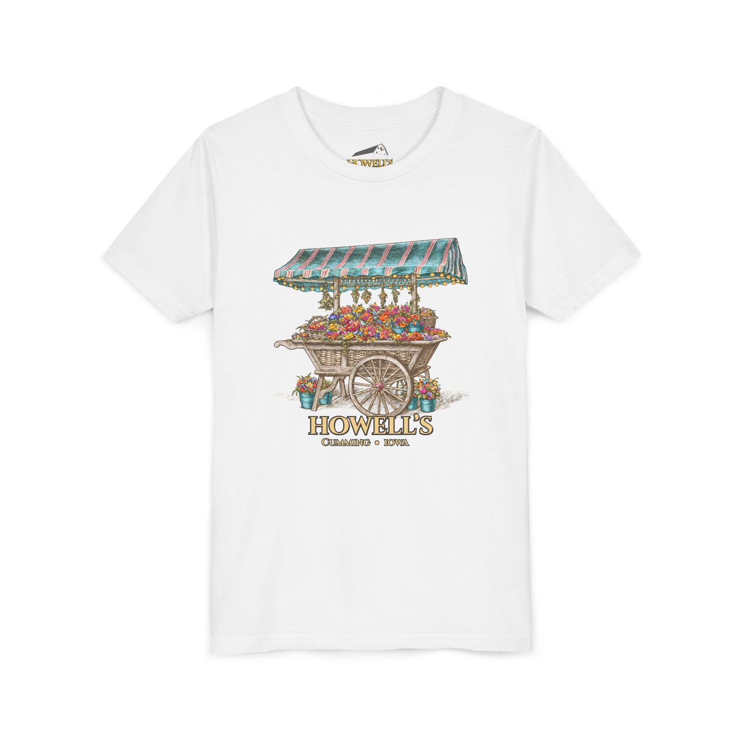 Youth Tee — Vintage Flower Cart "Howells" Graphic