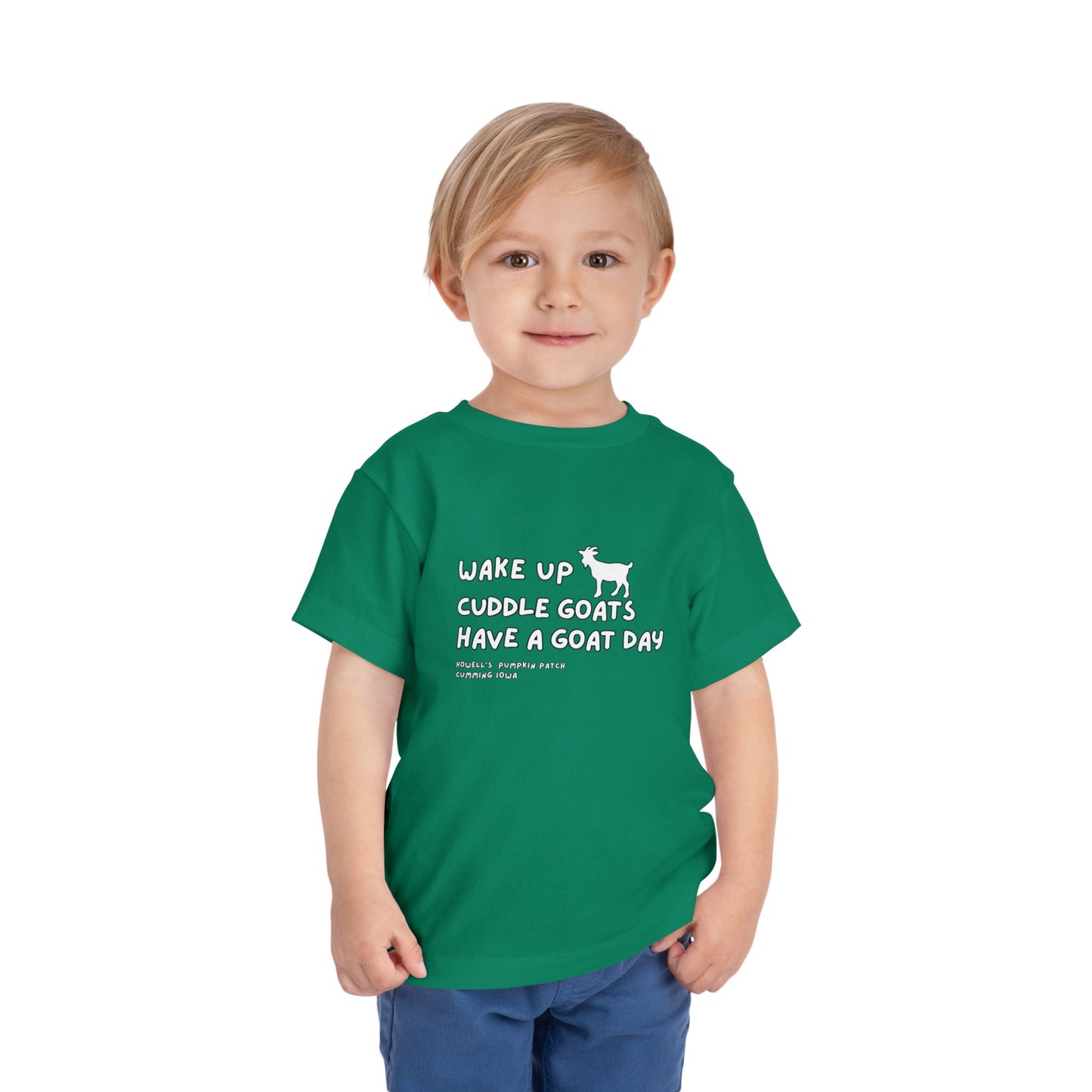 Toddler Tee — "Wake Up, Cuddle Goats, Have a Goat Day" Cute Goat Graphic