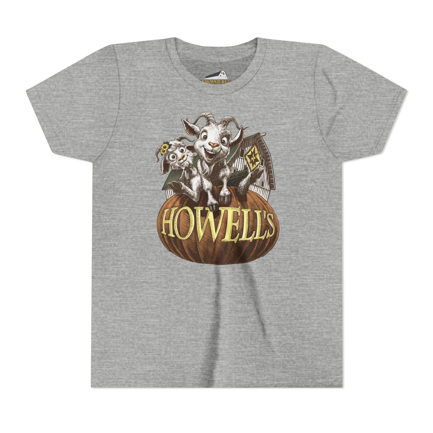 Youth Short Sleeve Tee with Howell's Pumpkin Design