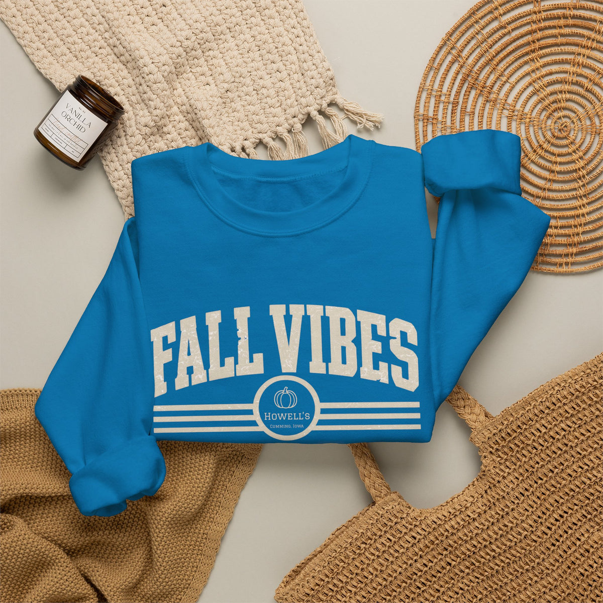 Fall Vibes Crewneck Sweatshirt — Cozy Autumn Graphic Pullover