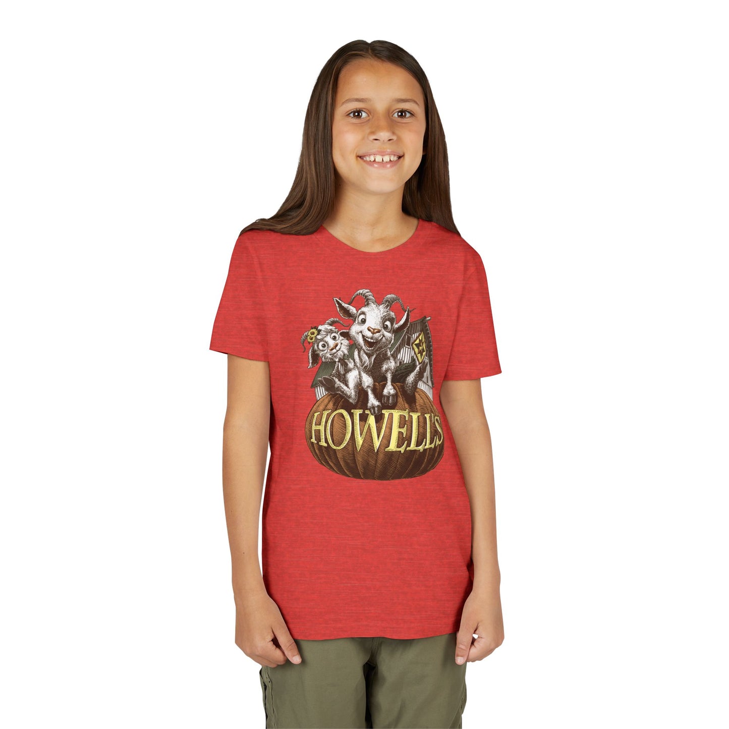 Youth Short Sleeve Tee with Howell's Pumpkin Design
