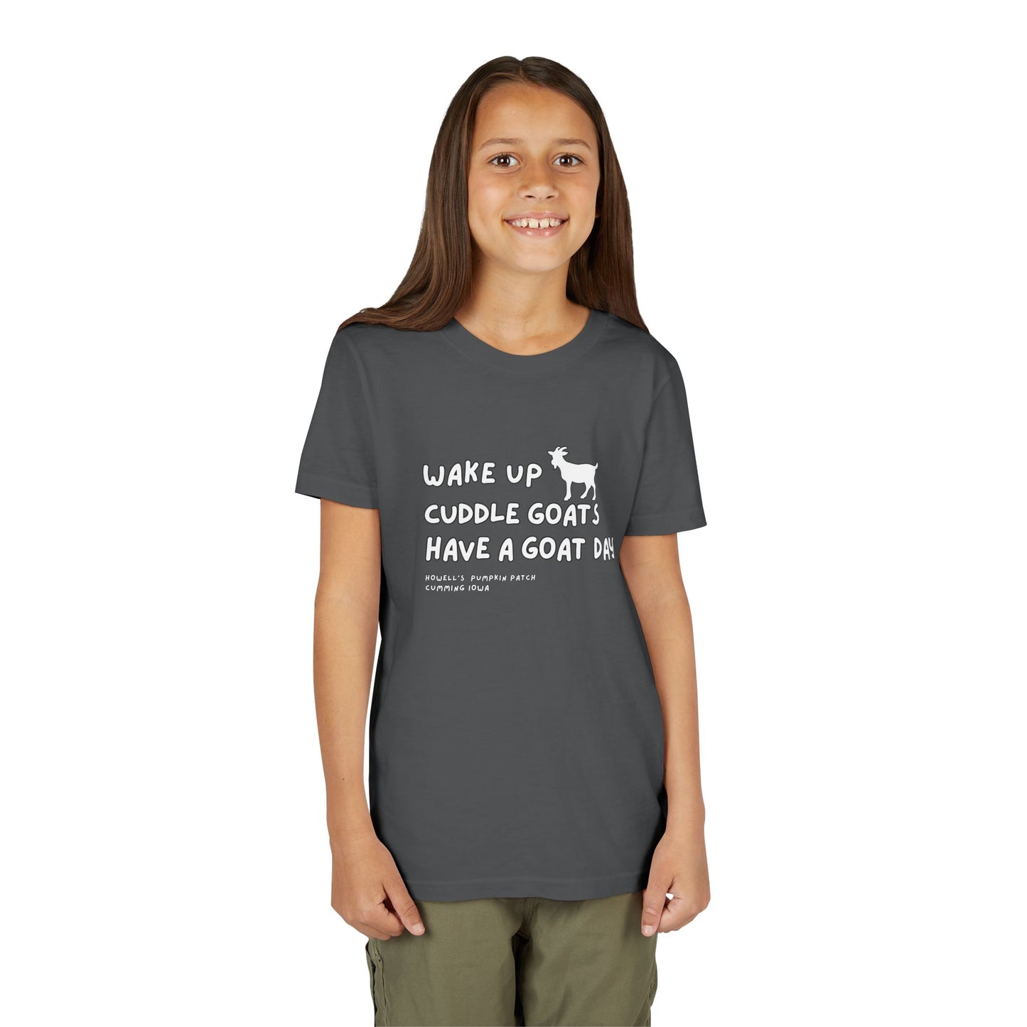 Youth Tee - "Wake Up Cuddle Goats Have a Goat Day" Cute Goat Graphic Shirt