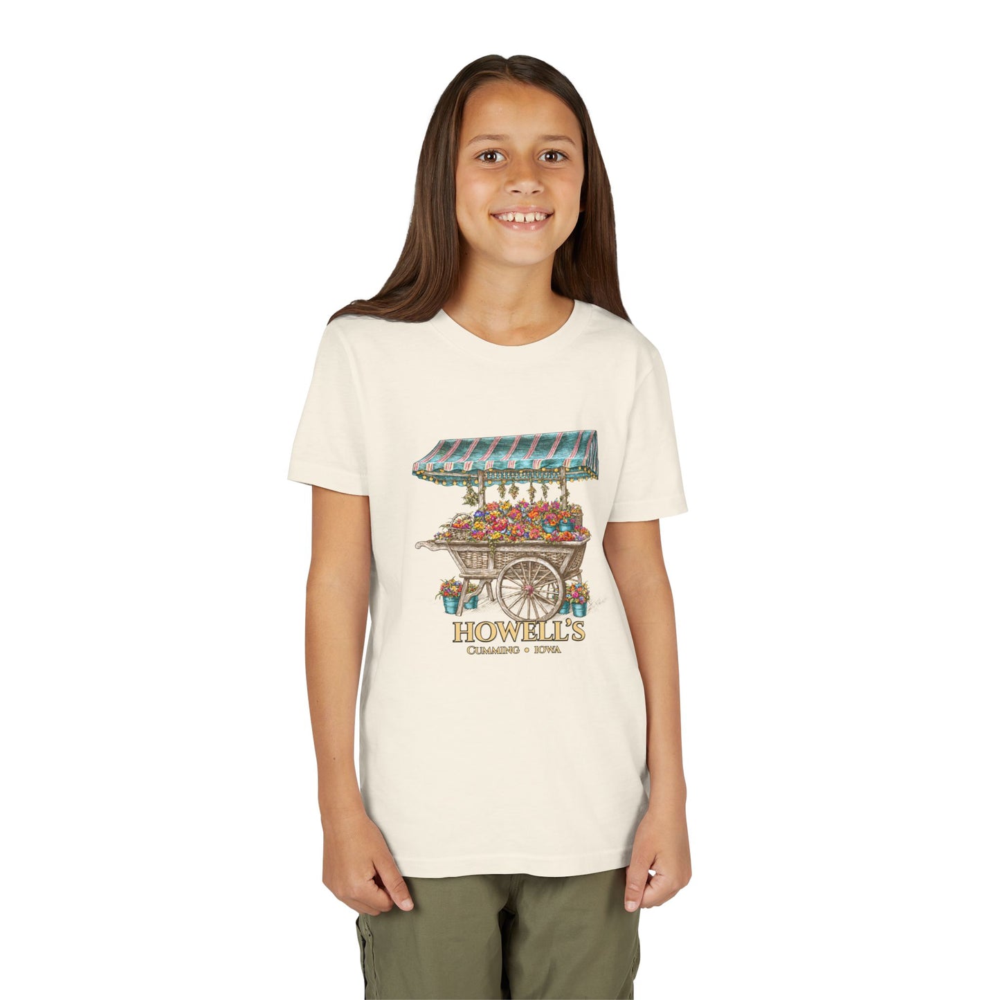 Youth Tee — Vintage Flower Cart "Howells" Graphic
