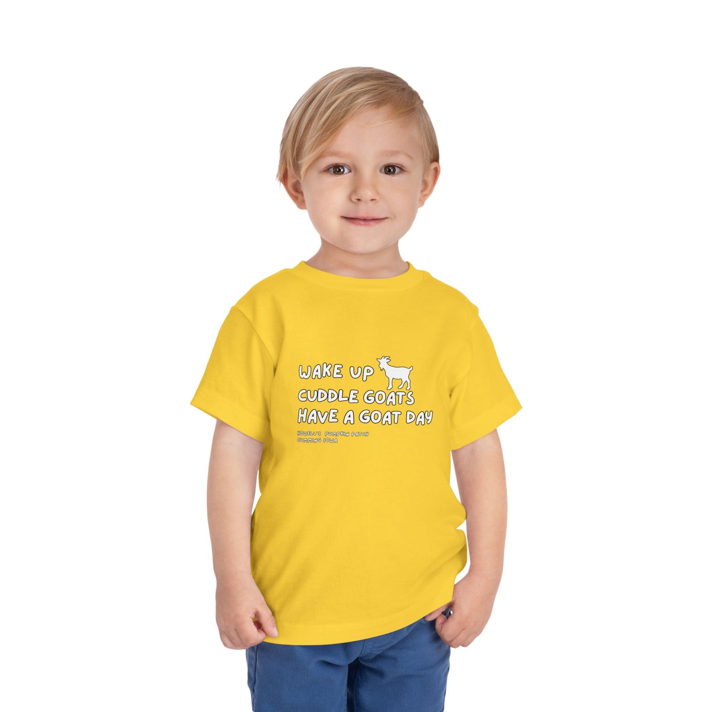 Toddler Tee — "Wake Up, Cuddle Goats, Have a Goat Day" Cute Goat Graphic