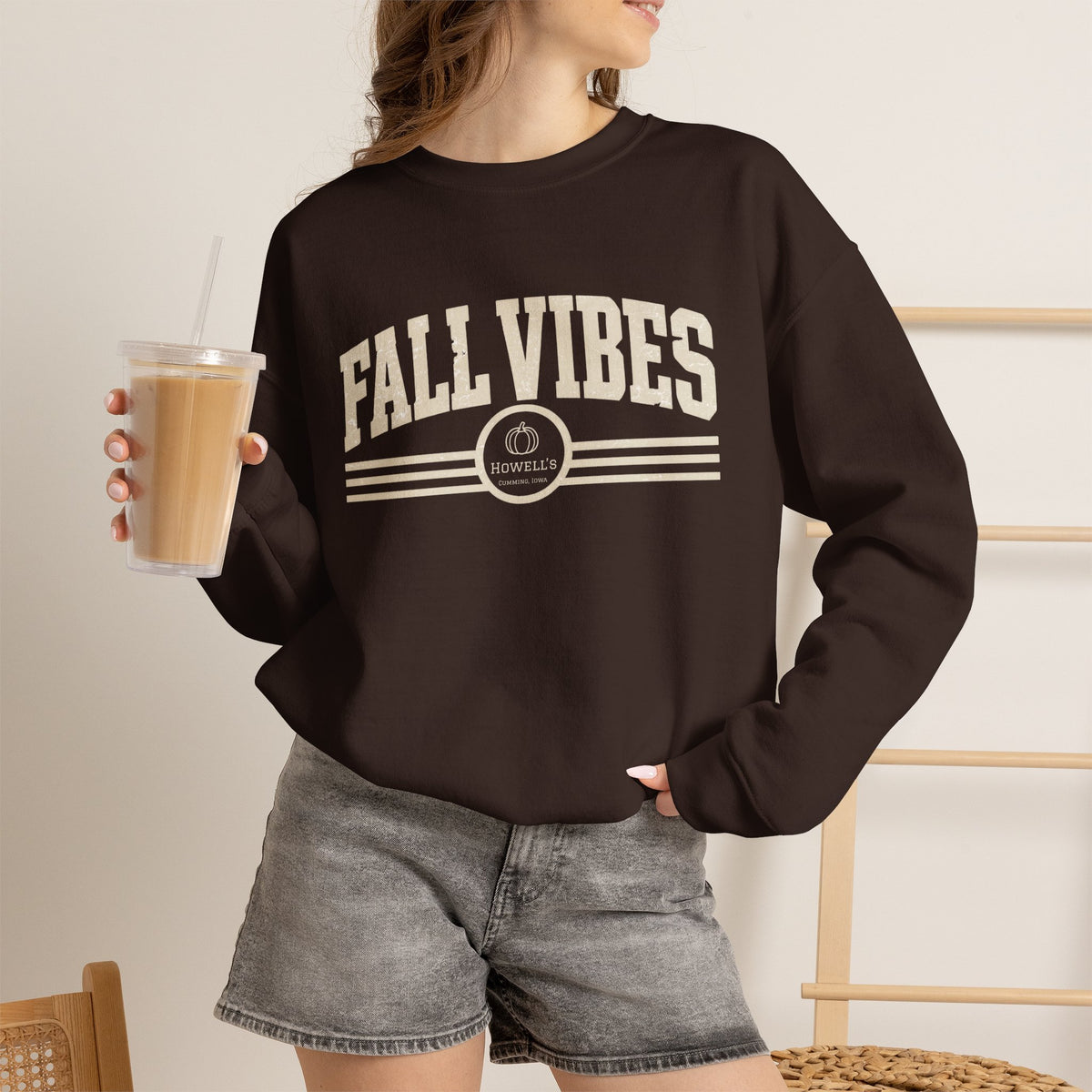 Fall Vibes Crewneck Sweatshirt — Cozy Autumn Graphic Pullover
