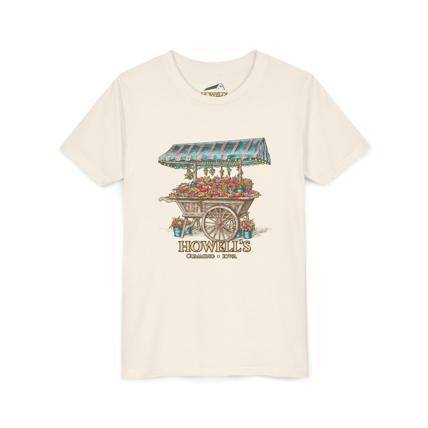 Youth Tee — Vintage Flower Cart "Howells" Graphic