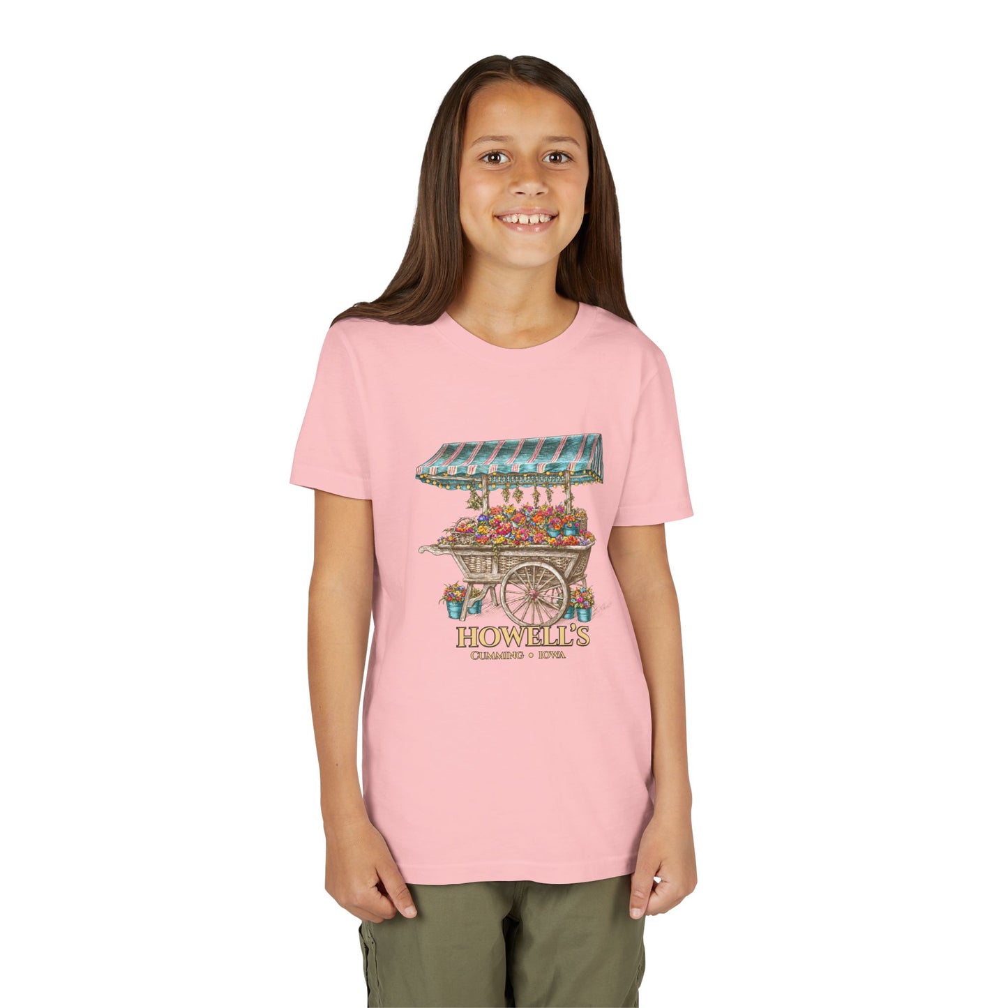 Youth Tee — Vintage Flower Cart "Howells" Graphic