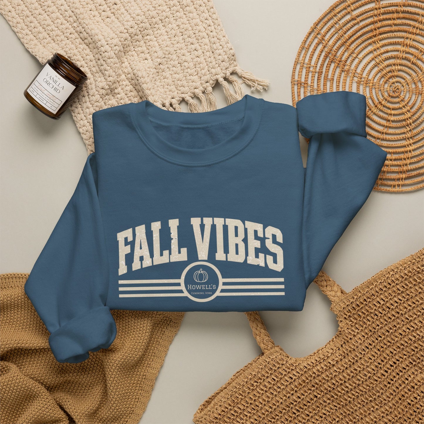 Fall Vibes Crewneck Sweatshirt — Cozy Autumn Graphic Pullover