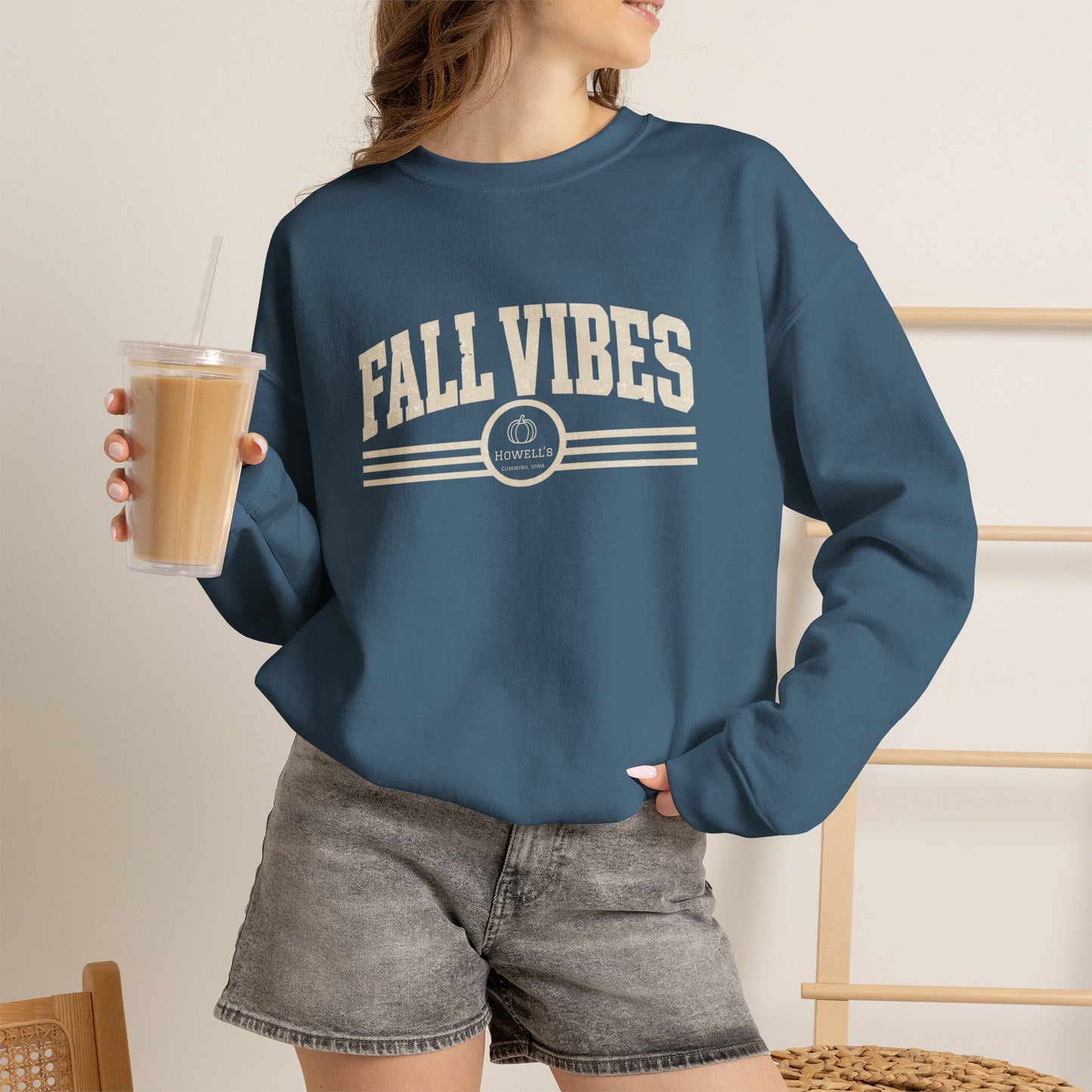 Fall Vibes Crewneck Sweatshirt — Cozy Autumn Graphic Pullover