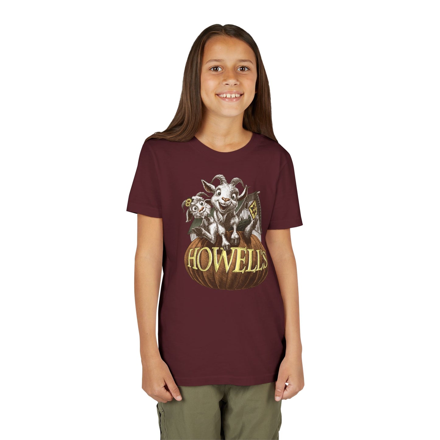 Youth Short Sleeve Tee with Howell's Pumpkin Design