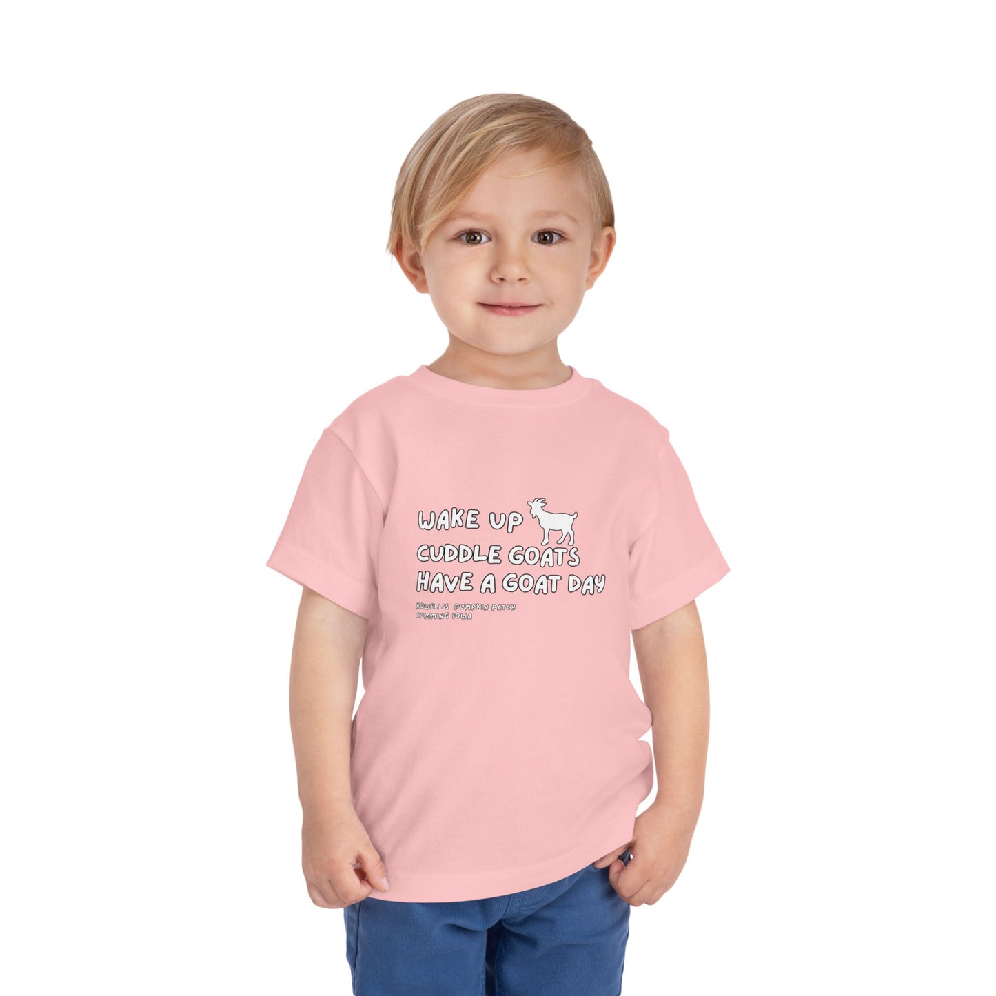 Toddler Tee — "Wake Up, Cuddle Goats, Have a Goat Day" Cute Goat Graphic