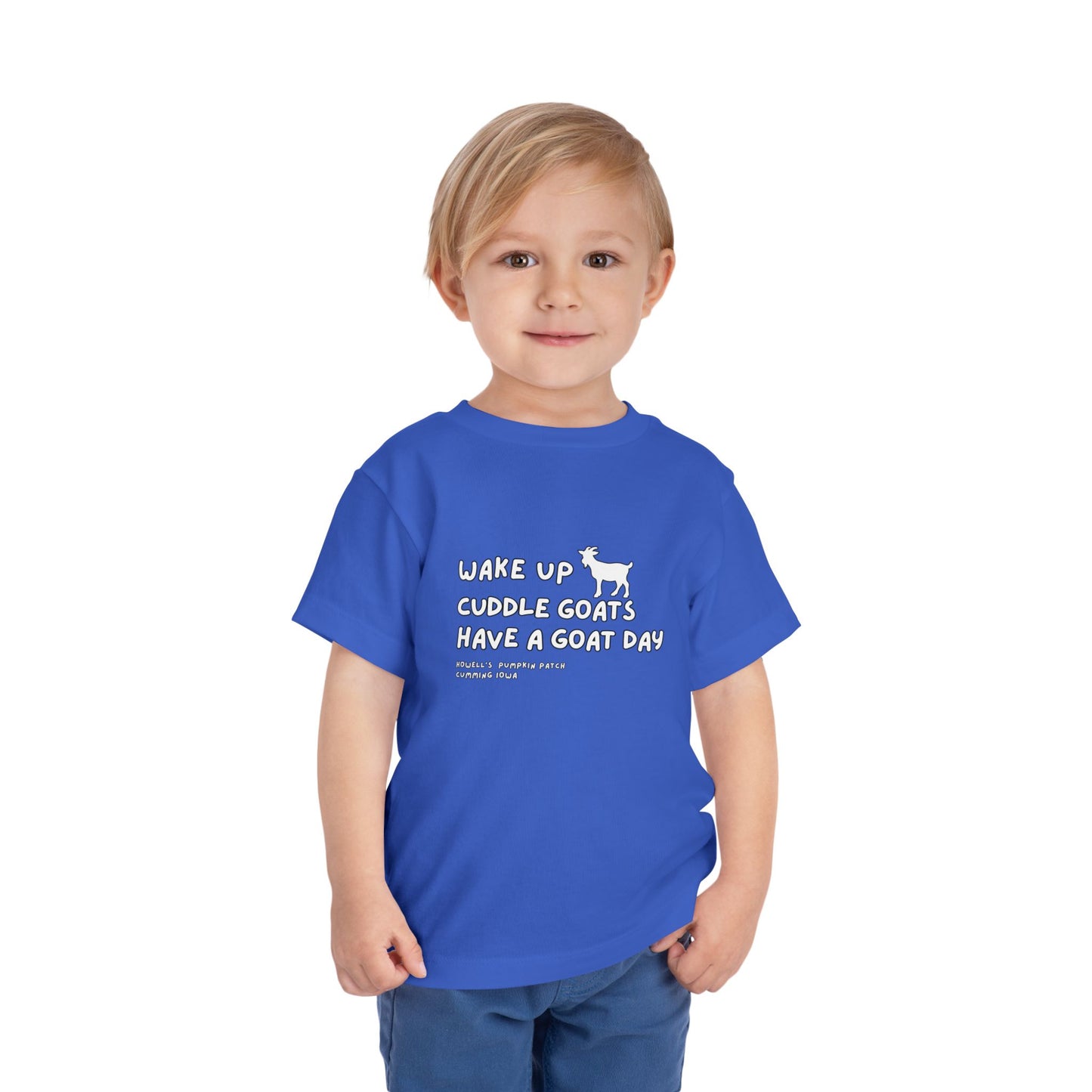 Toddler Tee — "Wake Up, Cuddle Goats, Have a Goat Day" Cute Goat Graphic
