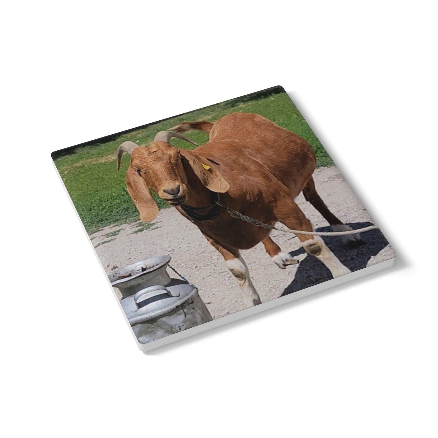 Rustic Goat Ceramic Coaster - Farmhouse Decor, Cute Kitchen, Animal Lover Gift, Unique Drinkware, Home Bar Accessory, Country Theme