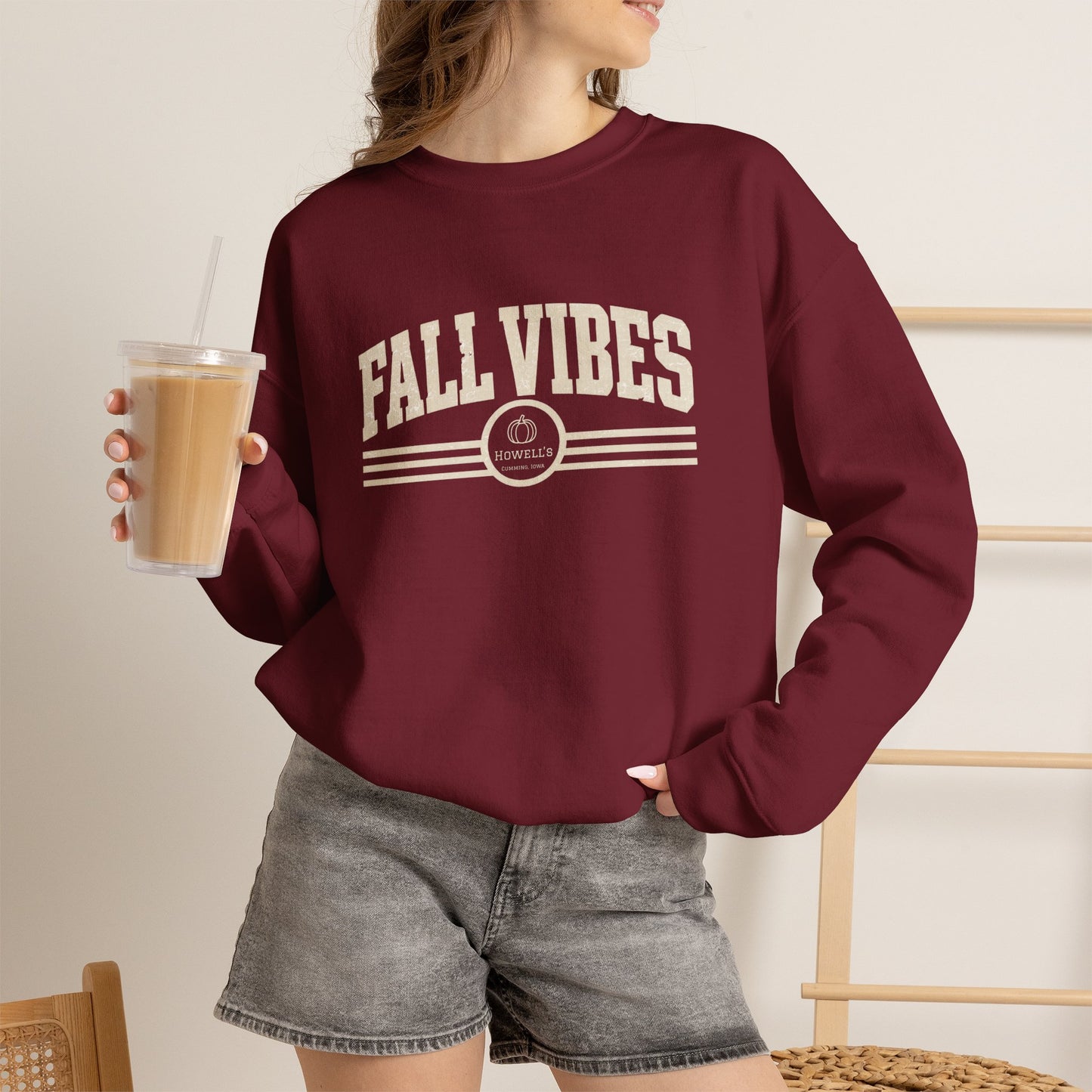 Fall Vibes Crewneck Sweatshirt — Cozy Autumn Graphic Pullover