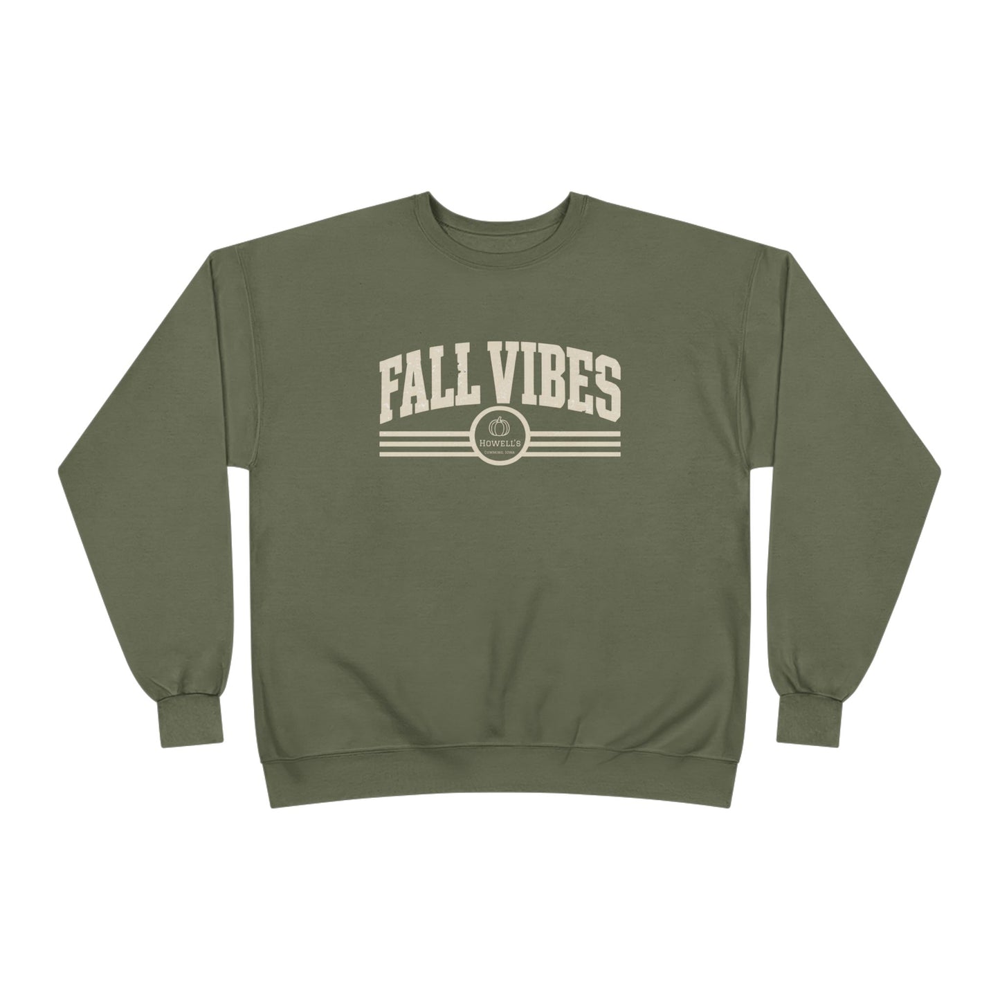 Fall Vibes Crewneck Sweatshirt — Cozy Olive Autumn Pullover