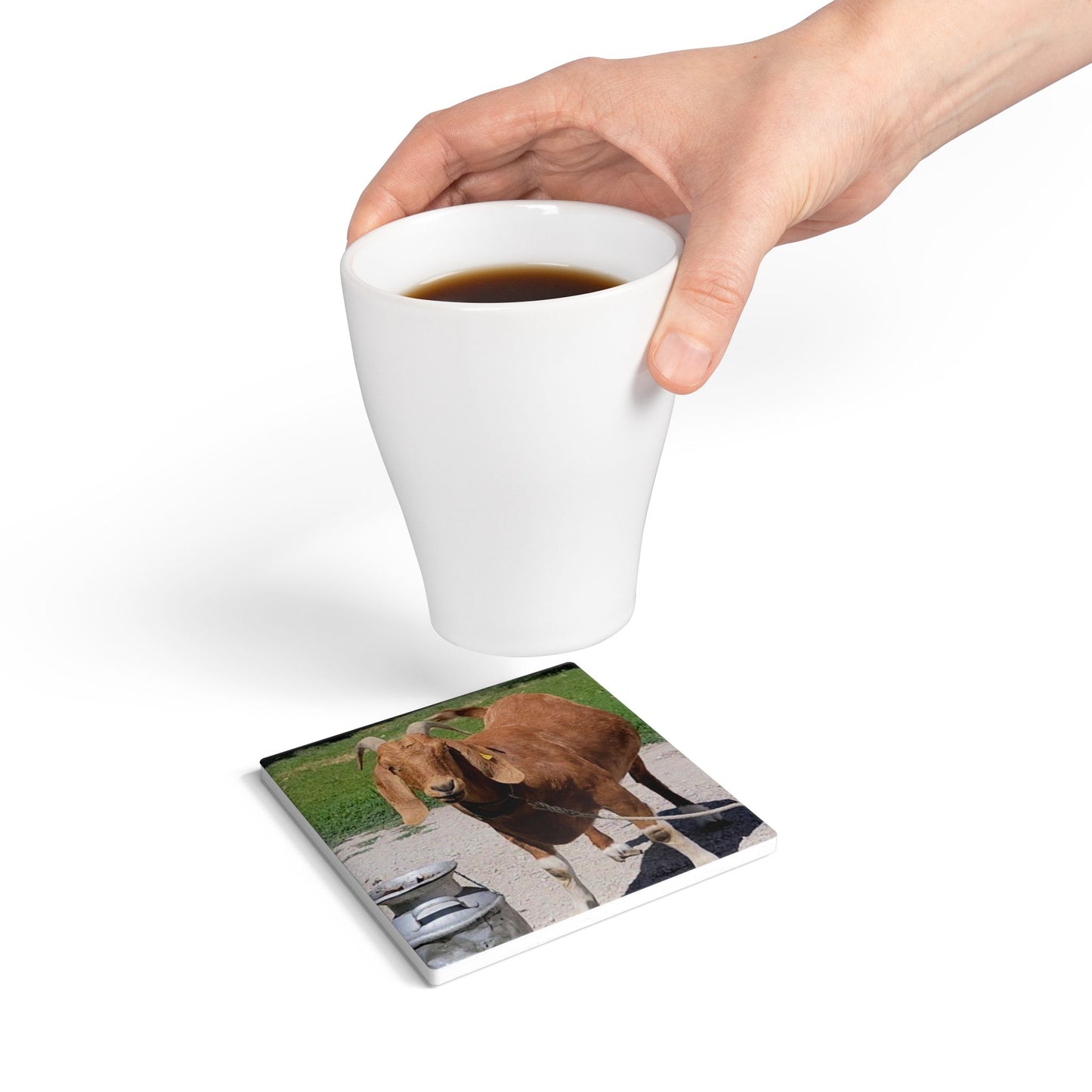 Rustic Goat Ceramic Coaster - Farmhouse Decor, Cute Kitchen, Animal Lover Gift, Unique Drinkware, Home Bar Accessory, Country Theme