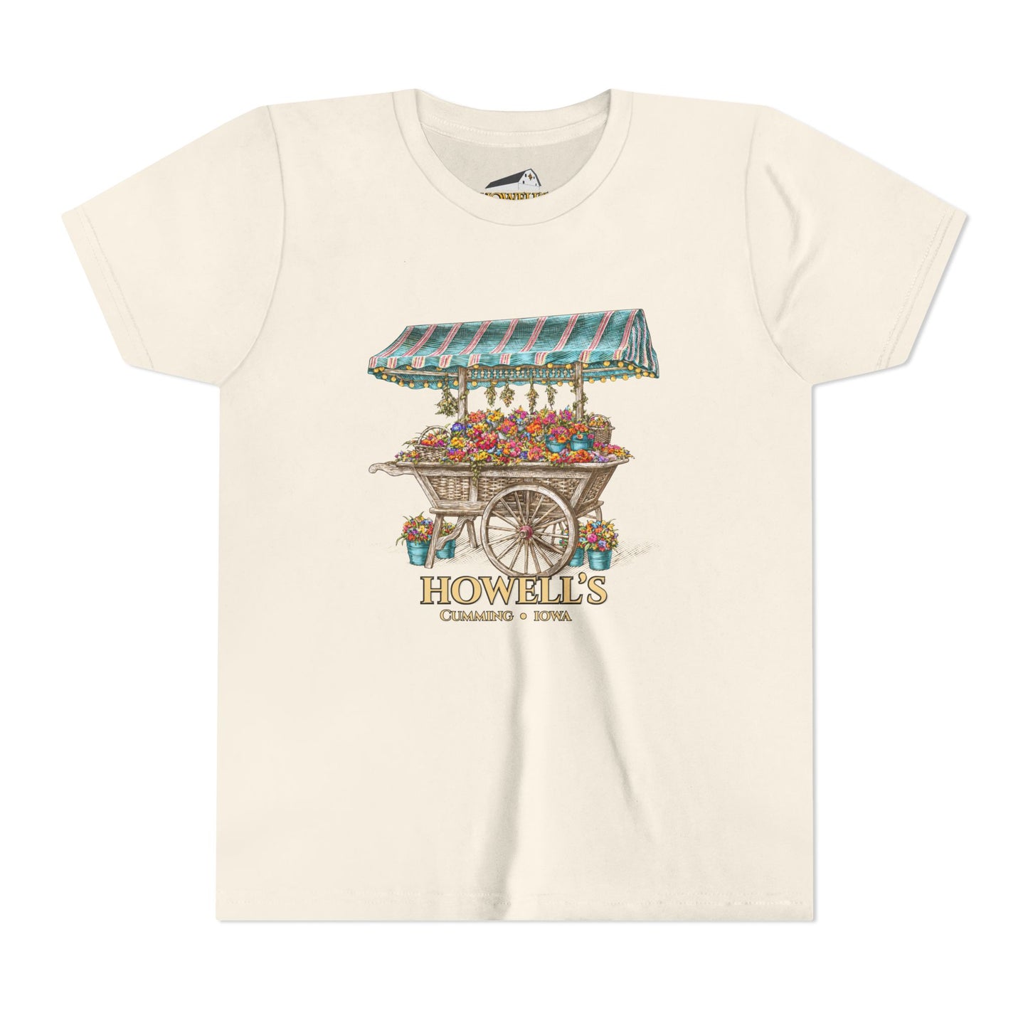 Youth Tee — Vintage Flower Cart "Howells" Graphic