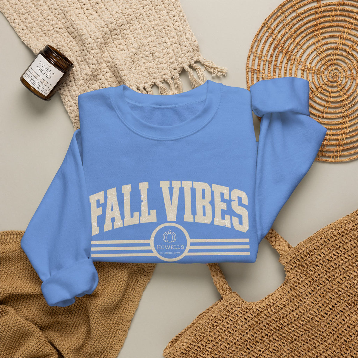 Fall Vibes Crewneck Sweatshirt — Cozy Autumn Graphic Pullover