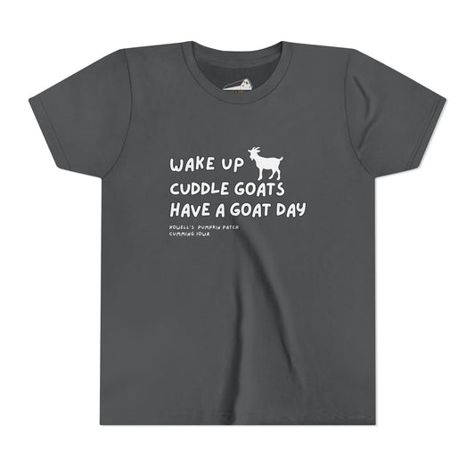 Youth Tee - "Wake Up Cuddle Goats Have a Goat Day" Cute Goat Graphic Shirt