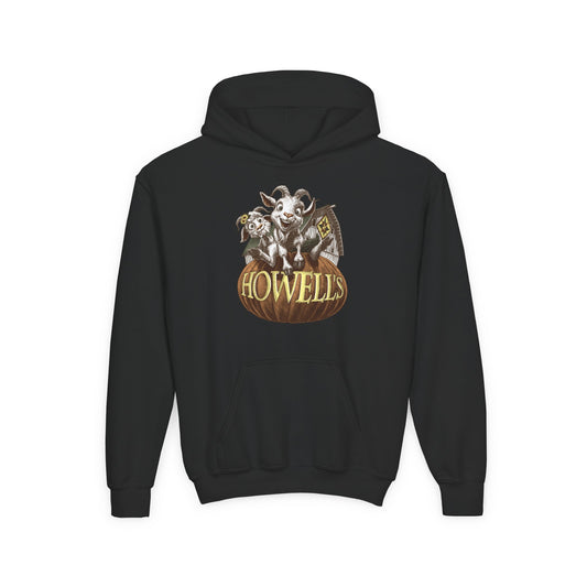Youth Hooded Sweatshirt with Howell's Pumpkin Design Gildan Brand