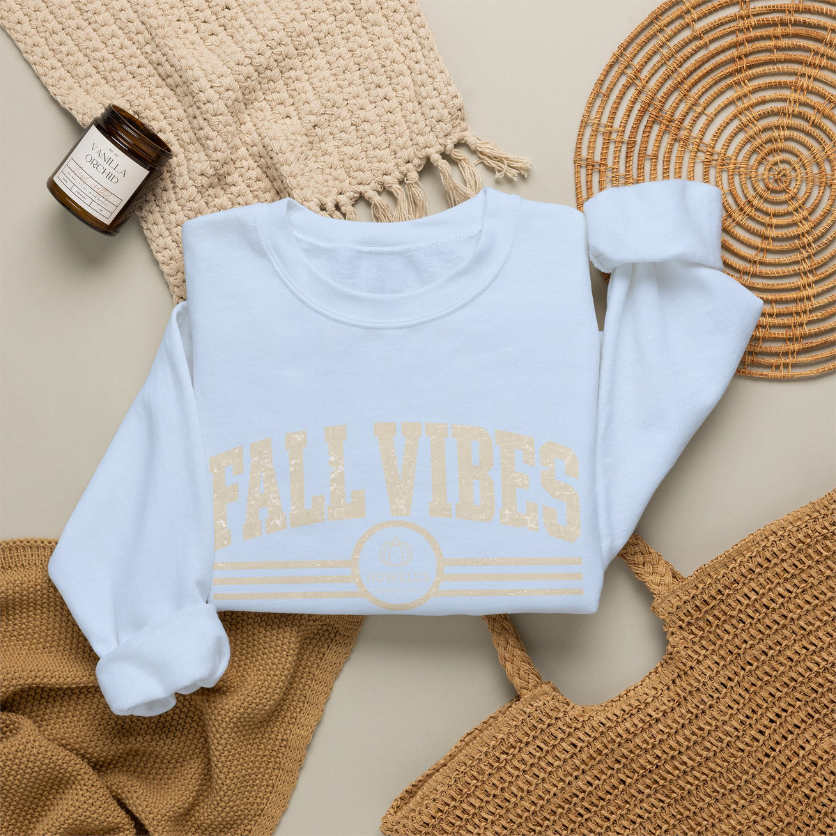 Fall Vibes Crewneck Sweatshirt — Cozy Autumn Graphic Pullover