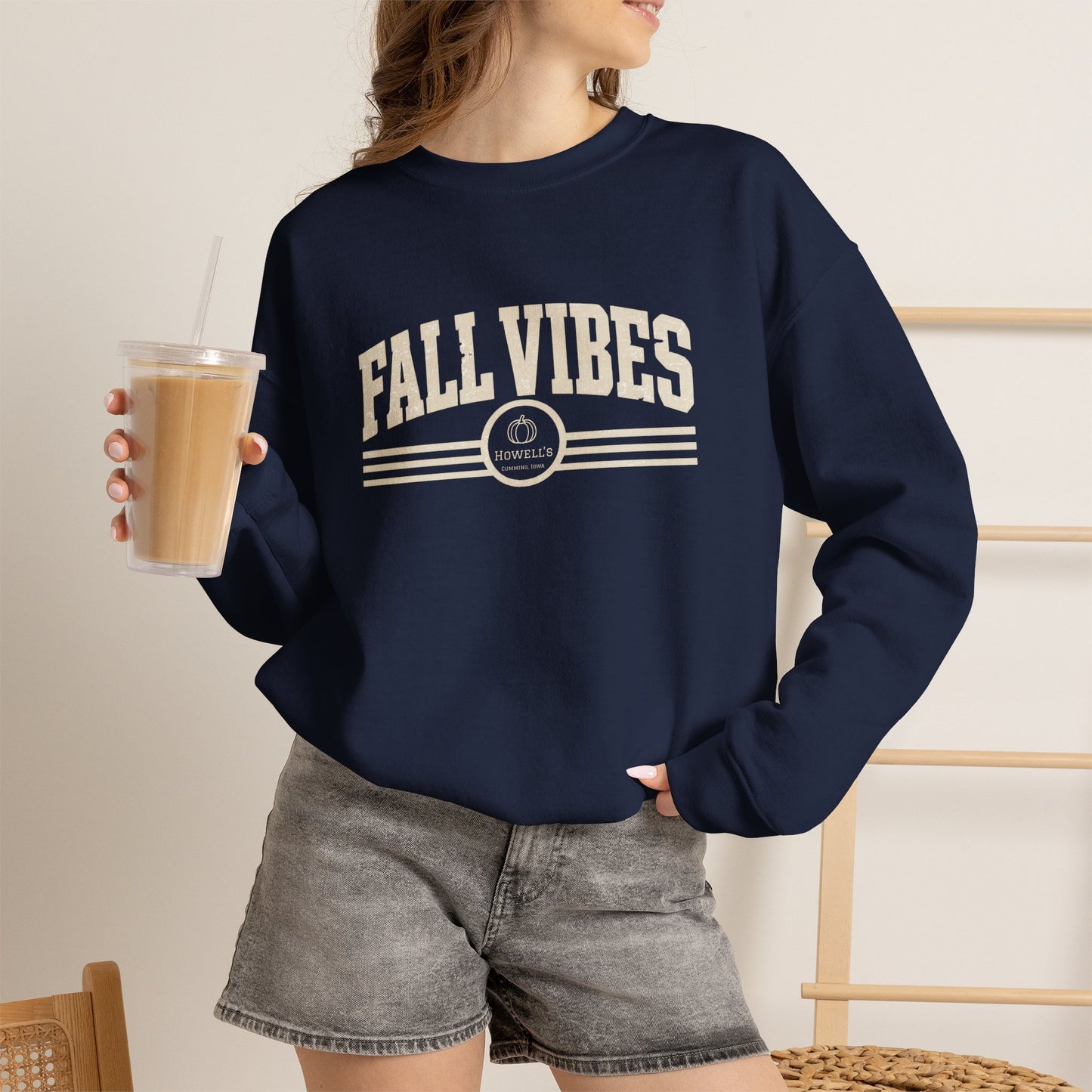 Fall Vibes Crewneck Sweatshirt — Cozy Autumn Graphic Pullover