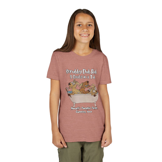 Goat Youth Tee: "Scrubby Dub Rub - 3 Goats in a Tub," Cute Animal Shirt for Kids