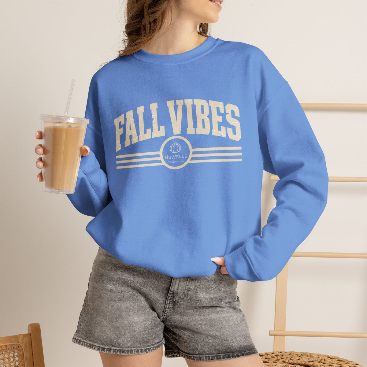 Fall Vibes Crewneck Sweatshirt — Cozy Autumn Graphic Pullover