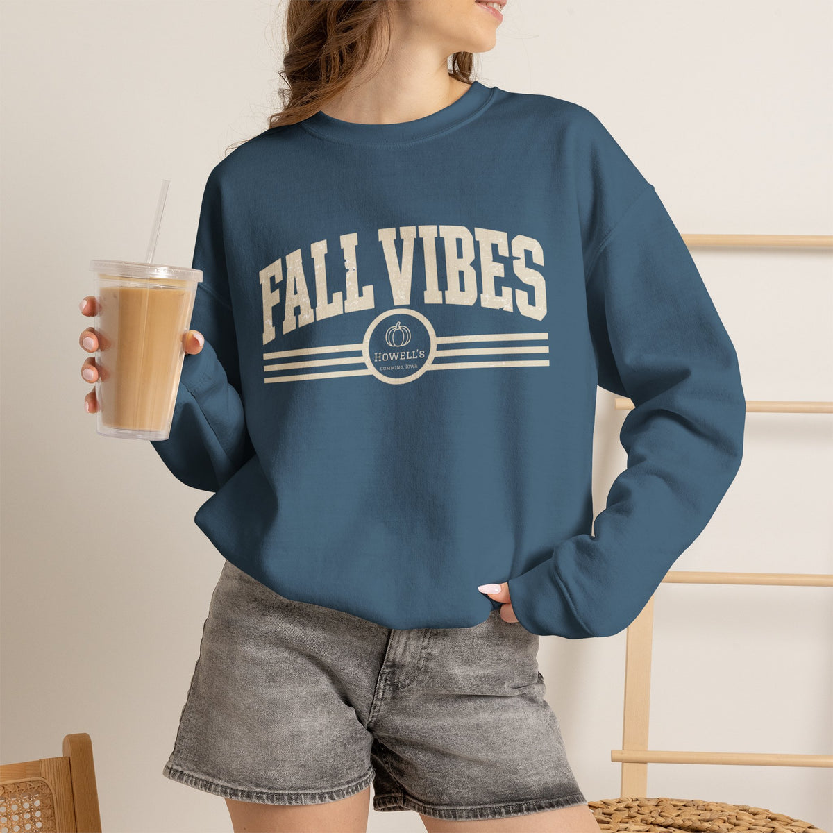 Fall Vibes Crewneck Sweatshirt — Cozy Autumn Graphic Pullover