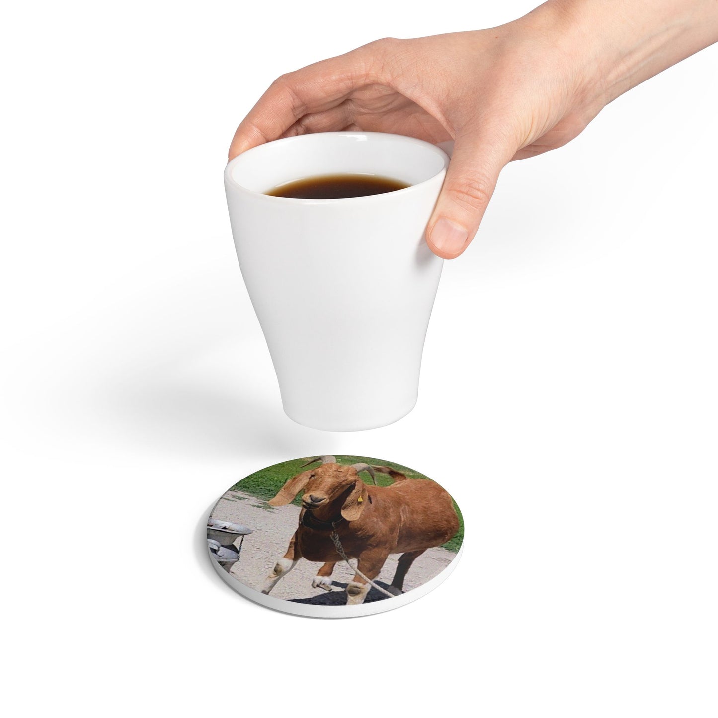 Rustic Goat Ceramic Coaster - Farmhouse Decor, Cute Kitchen, Animal Lover Gift, Unique Drinkware, Home Bar Accessory, Country Theme