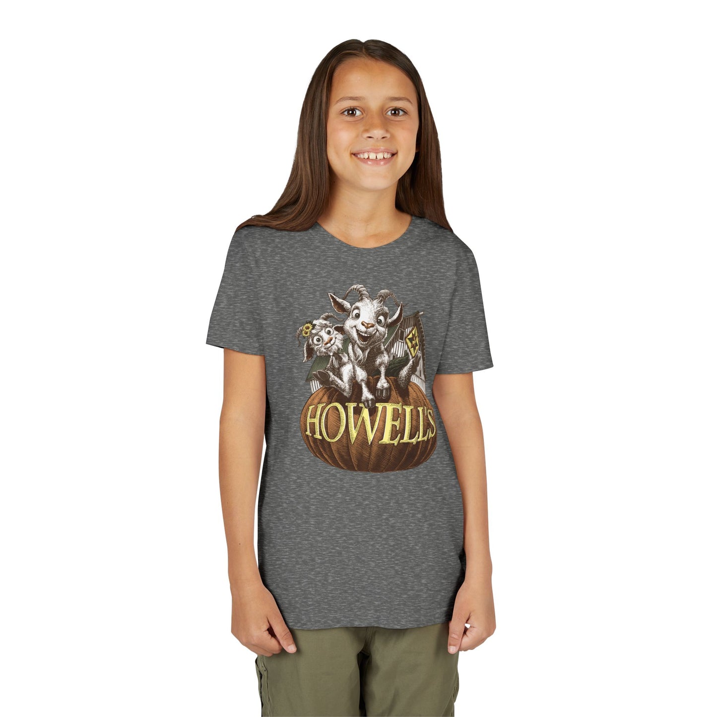 Youth Short Sleeve Tee with Howell's Pumpkin Design
